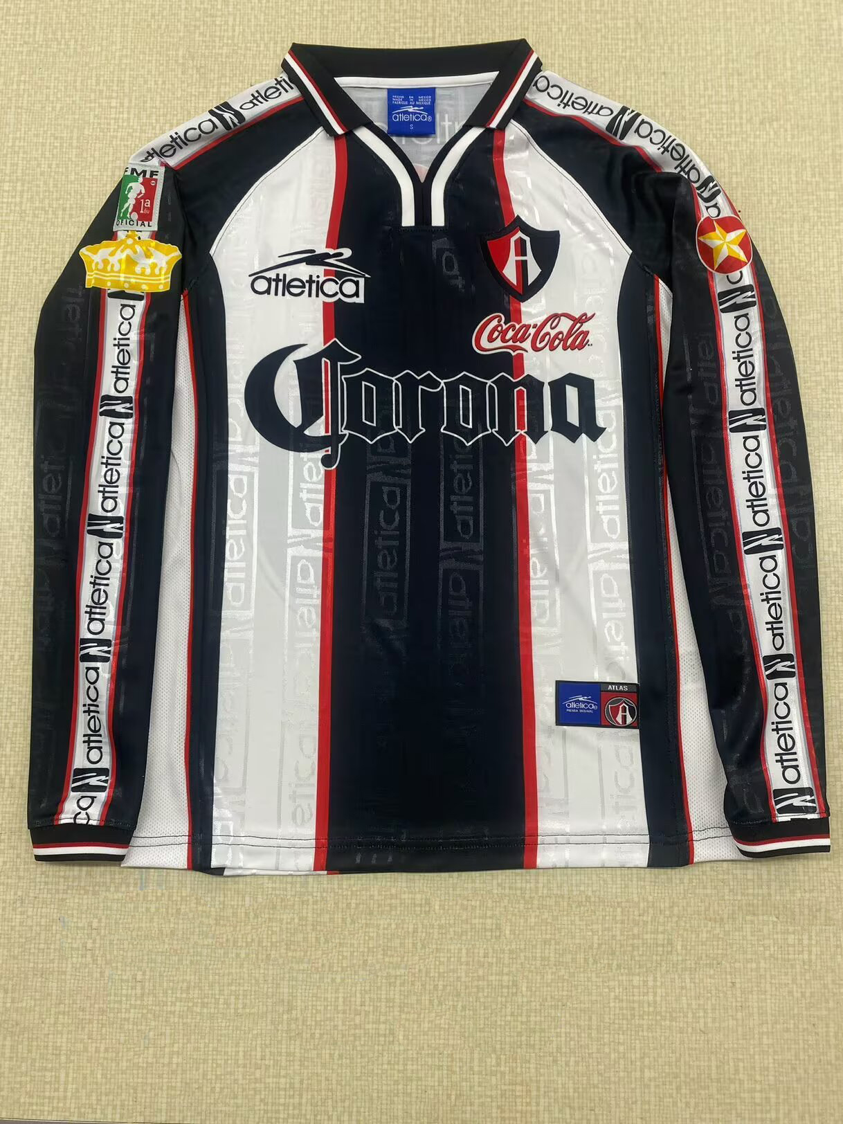 AAA Quality Atlas 99/00 Third White/Black Long Soccer Jersey